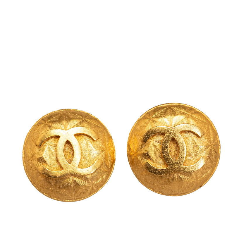 Chanel Vintage Coco Button Clip On Oorbellen Verguld Dames