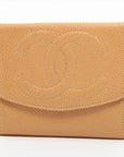 Chanel Coco Caviar S Compact Wallet Three Folded Beige Gold  3rd