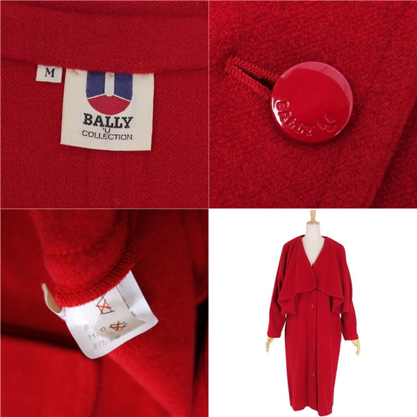 Vint Barry BALLY Long Coat Docg Wool Landless Out  M Red  FODMEST