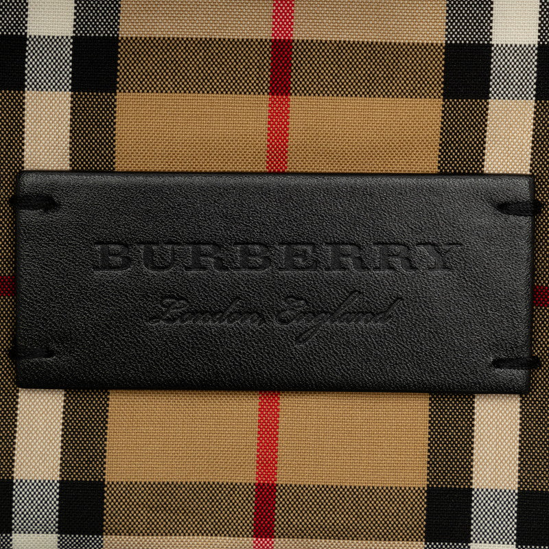 Burberry Nova Check Shoulder Bag Brown Clear PVC Cotton Leather