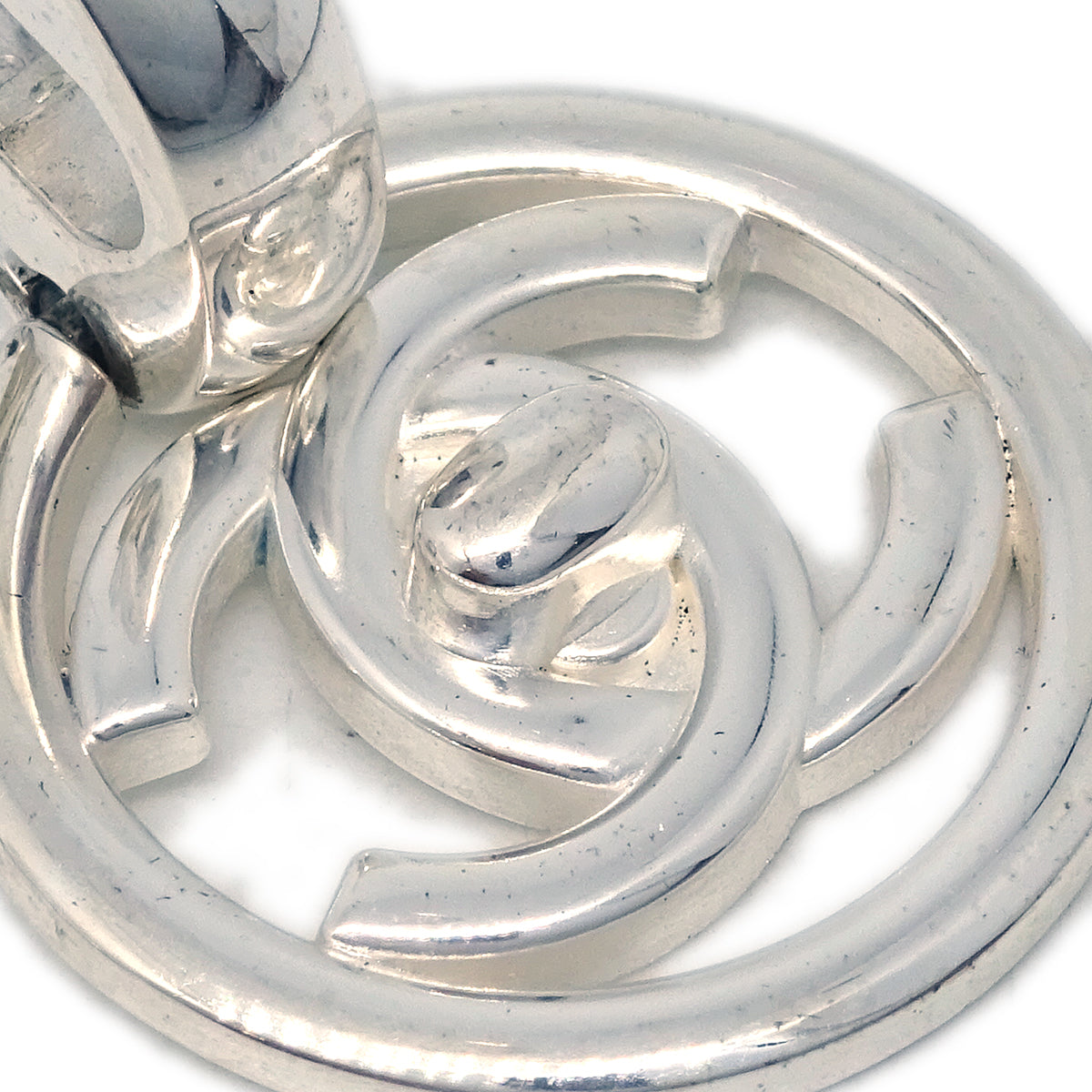 Chanel Turnlock Dangle Earrings Clip-On Silver 97P
