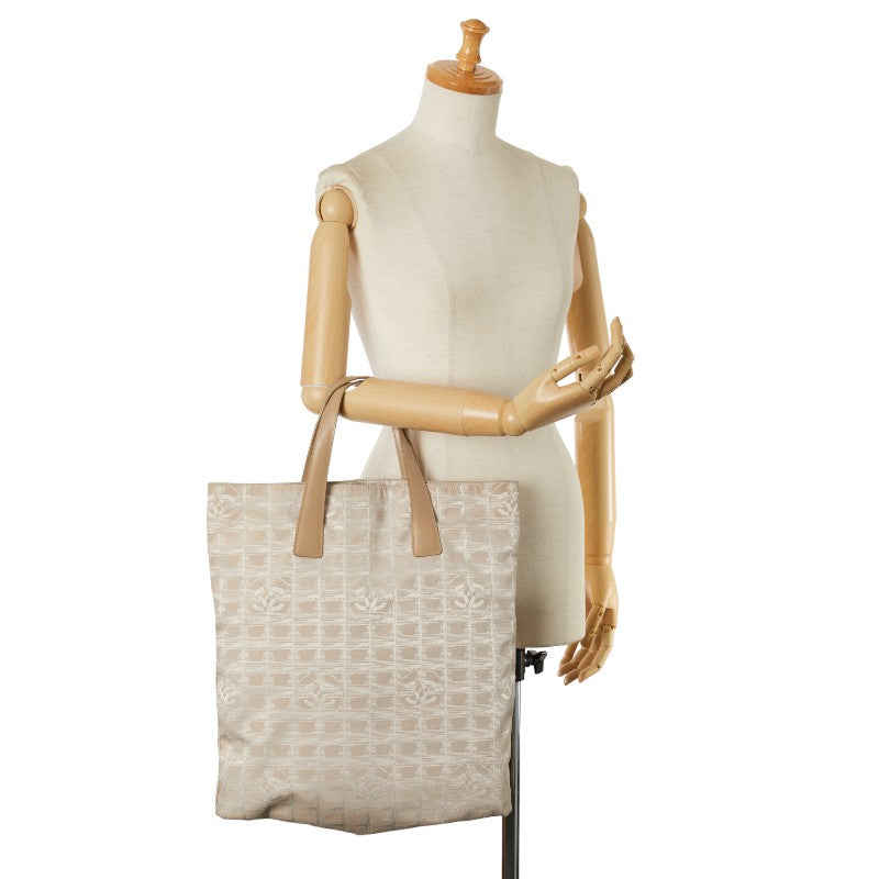 Chanel  Loveel Line Handbag Tote Bag Beige Canvas Leather  CHANEL