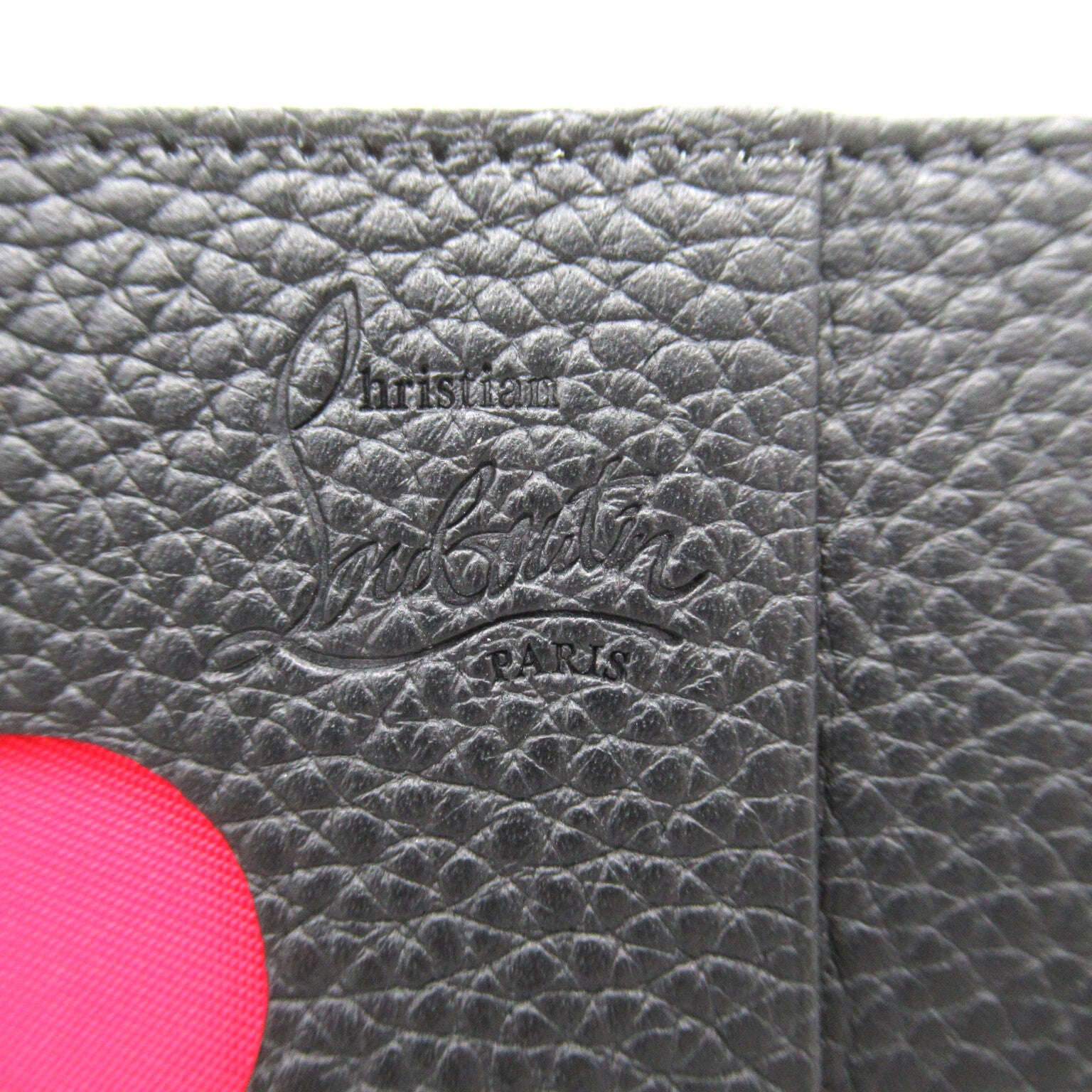 Christian Louboutin Coin Box Wallet Leather Stands  Women's Black Coin Box