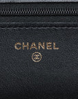 Chanel Lambskin  Chain Wallet Heart Black G