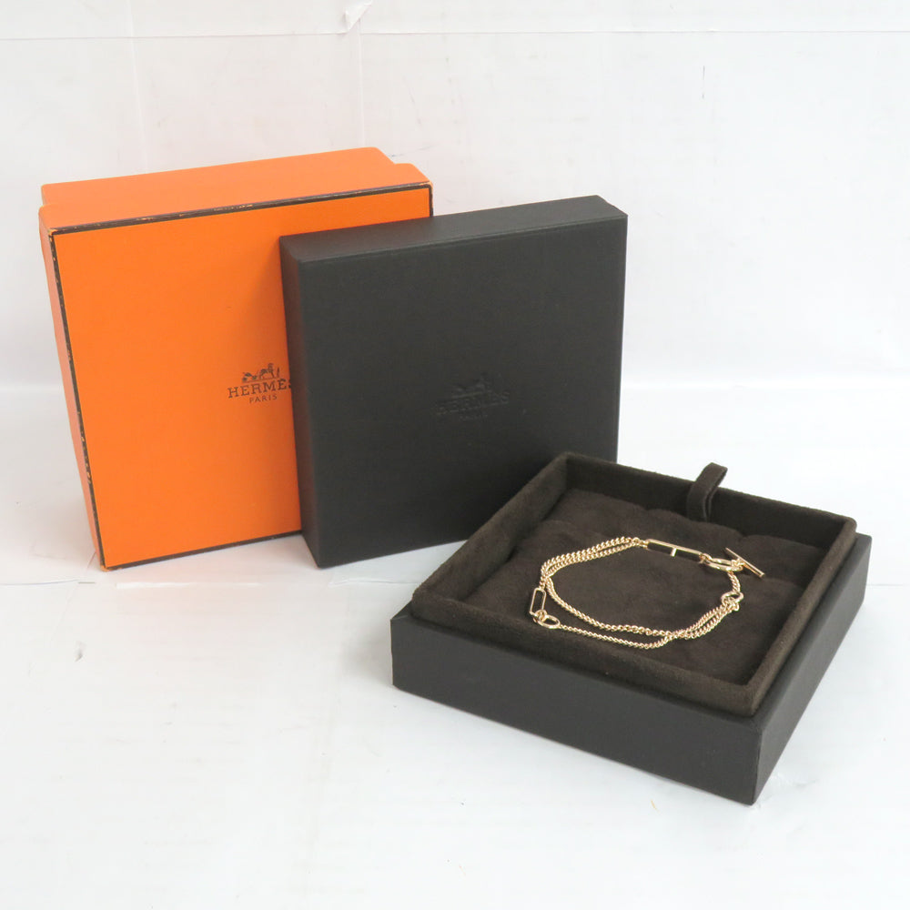 Hermes  Eshape 750PG Pink G RG Rose Gold Double Chain ST  Jewelry Accessories Fine Art Washed