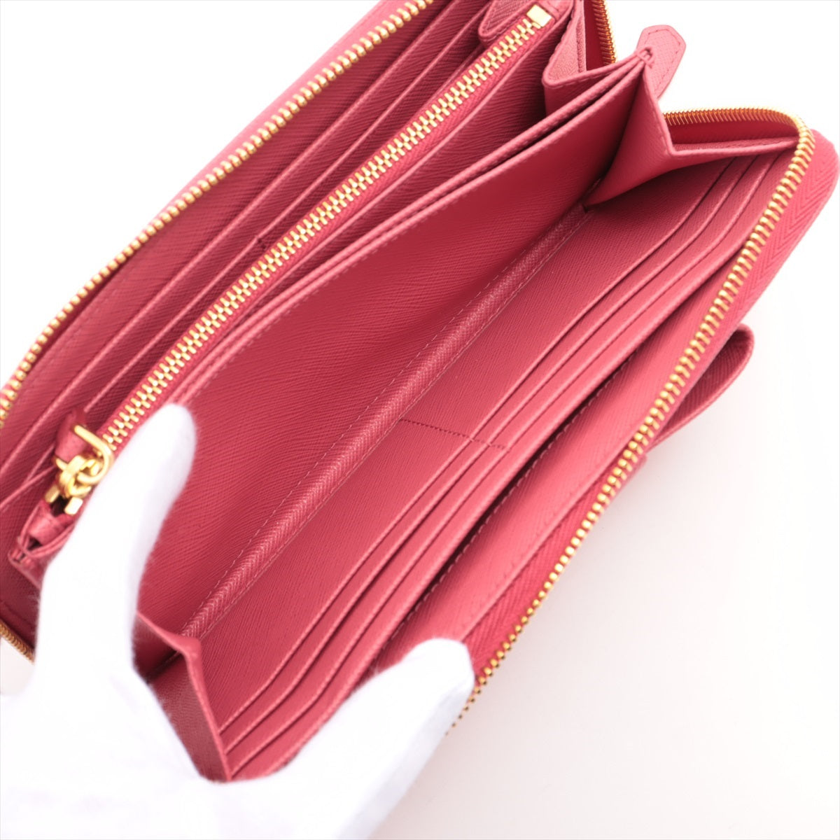 Prada Sapphire 1ML506 Leather Round  Wallet Pink