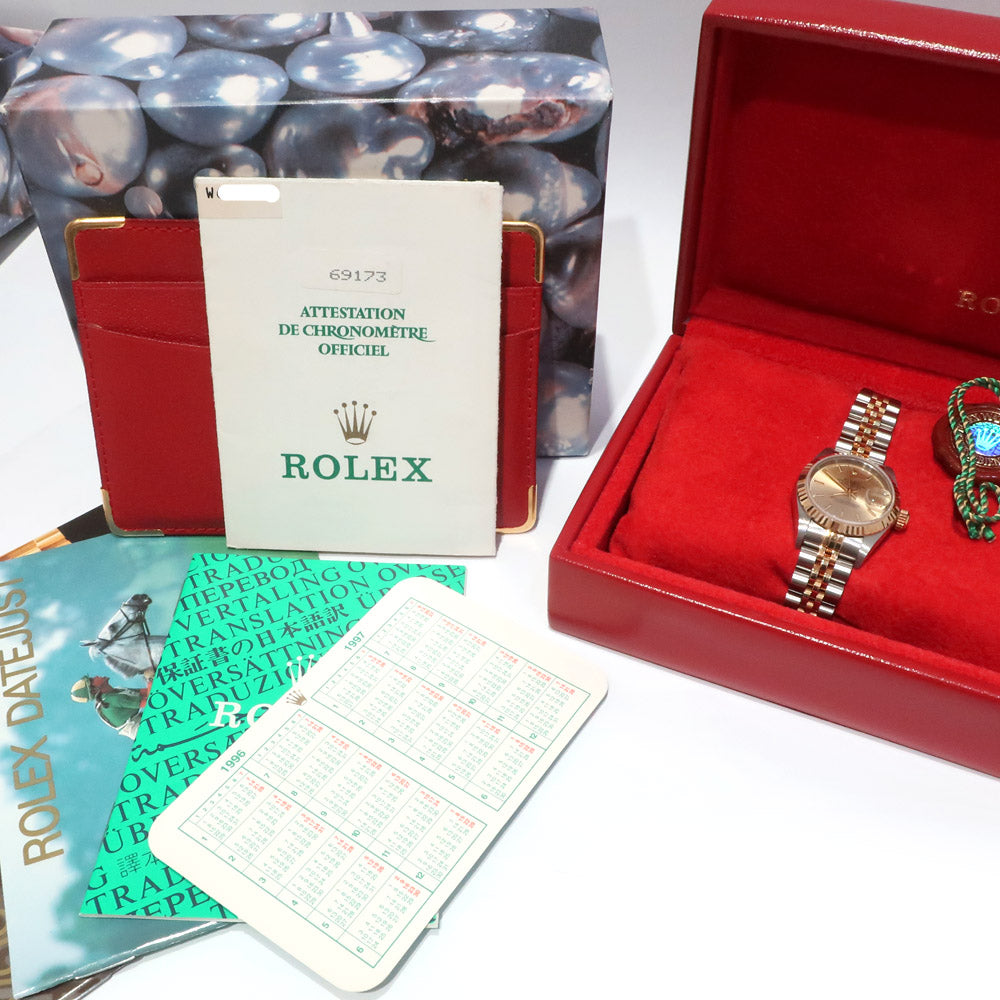 Rolex Watch Datejust 69173 W Combi Champagne G  26mm Automatic Rolling Box Safety Certificate