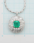 Emerald Diamond Necklace Pt900Pt850 11.8g 0.93 1.34 Gaill