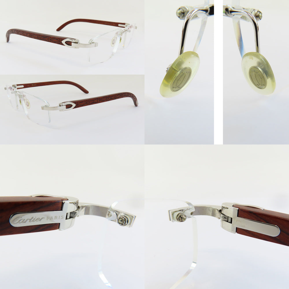 Cartier Sunglasses C du Wood Template Glasses Degree Silver G  Wood Brown Ivory  Size 5318 140b French Made Small Others
