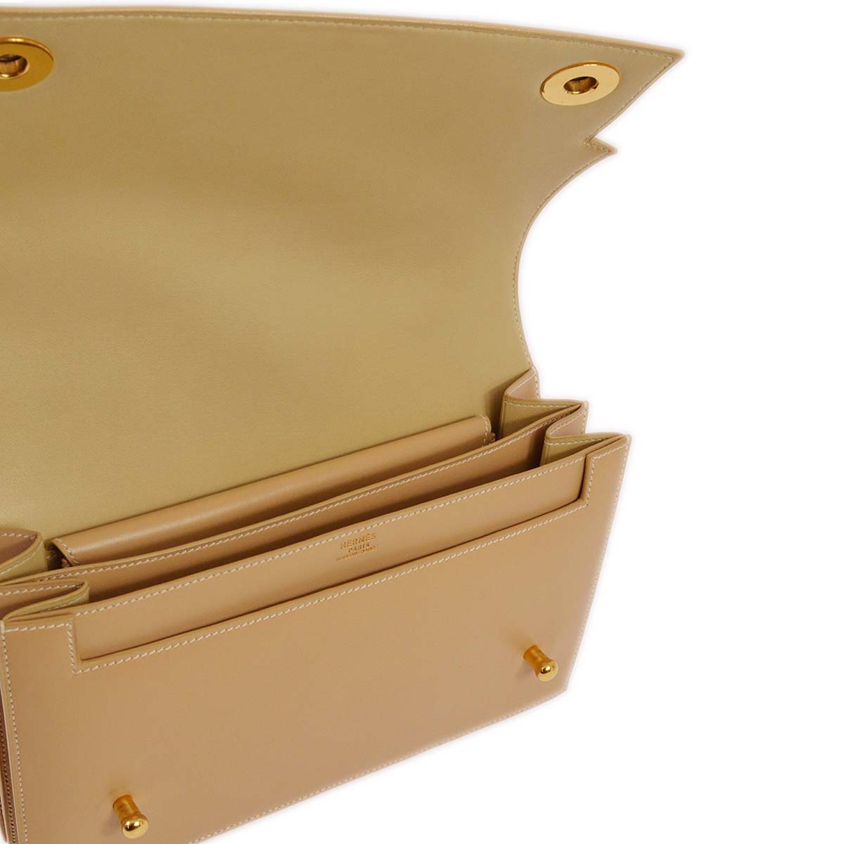 Hermes Beige Box Calf Piano Handbag
