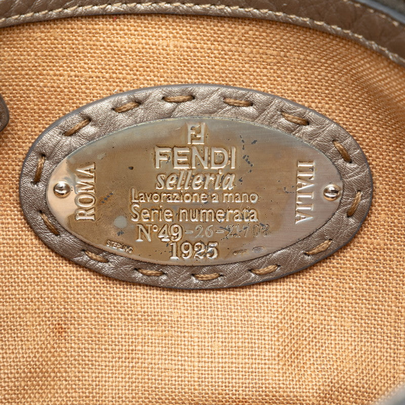 Fendi Selleria Linda 迷你手提包 8R486 Gr 銀色皮革 Fendi