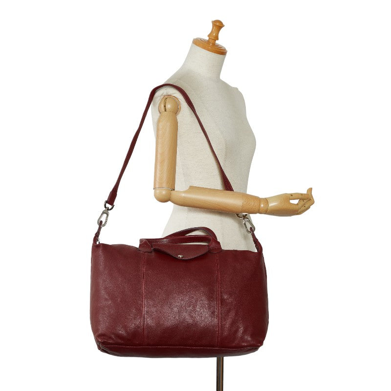 RONSHAN PRIORAGE COURE HANDBACK SHOLDER BAG 2WAY RED BORDO LEADER LADY LONGCHAMP