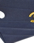 Chanel 1994-1996 Navy Caviar Jumbo Chevron Letter Flap Bag
