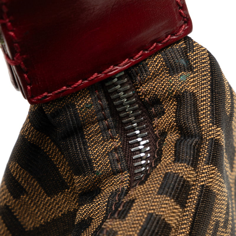 Fendi Zucca Stands Handbag One-Shoulder Bag Brown Red Canvas Leather  Fendi