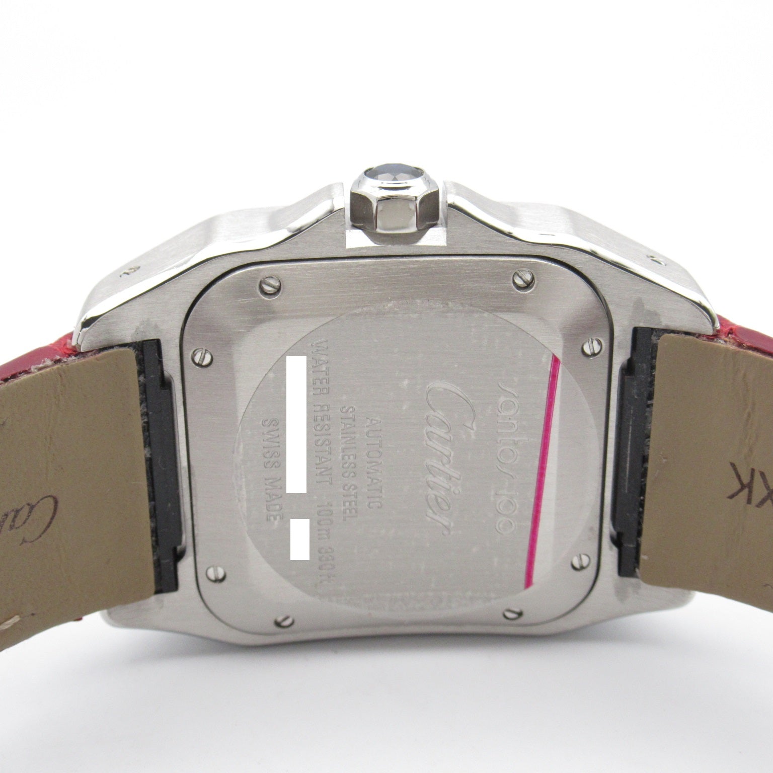 Cartier Santus 100 Watch Stainless Steel Leather Belt Leather  Silver  W20106X8