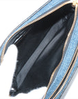 Miu Miu Denim X Leather Shoulder Bag Blue X Black 5NF011