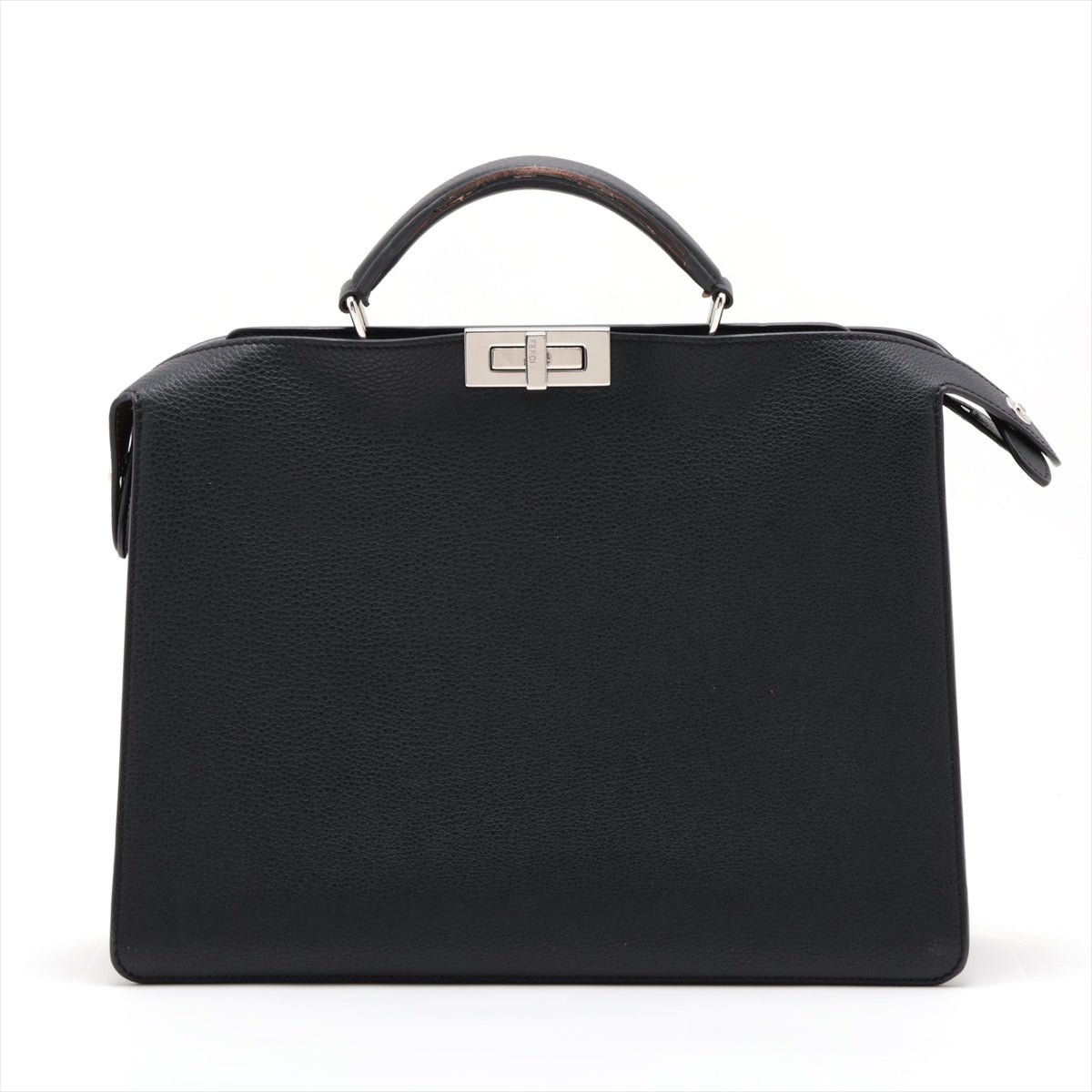 Fendi Peekaboo ICEYU Medium Leather Business Bag Black 7VA529