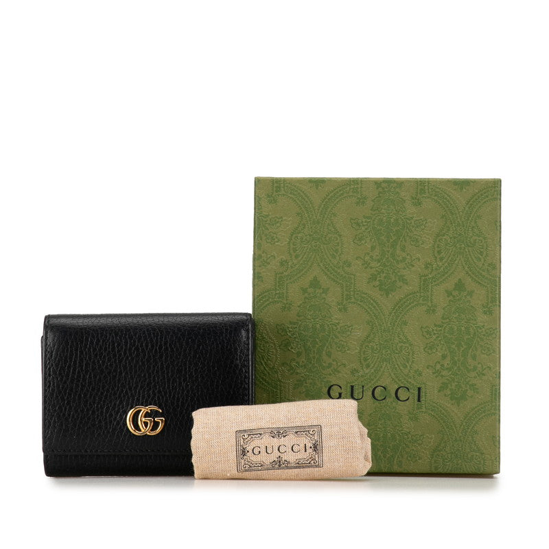 Gucci GG Marmont Double G Three Fold Wallet Compact Wallet 474746 Black Leather  Gucci