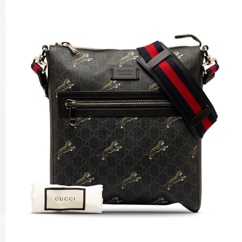 Gucci GG Supreme Taiga Slipper Shoulder Bag 523599 Black PVC Leather  Gucci
