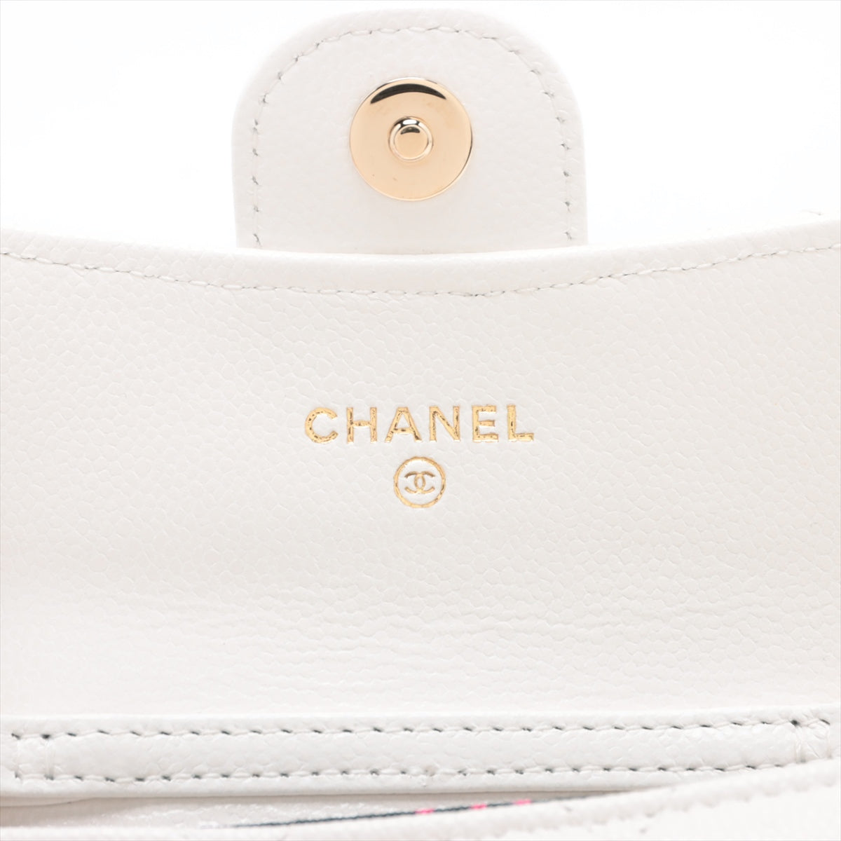 Chanel Matrasse Caviar S Chain Wallet White G