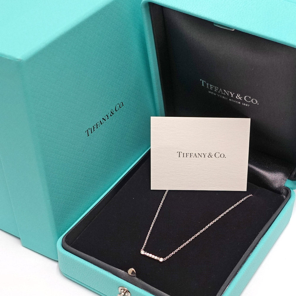 TIFFANY Tiffany Pt950 Full-Rice Key Bar Pendant Necklace Diamond Jewelry