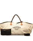 Hermes Cavalier Handbag Shoulder Bag 2WAY Beige Brown Canvas  Hermes