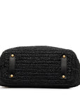 Chanel Black Straw Chain Tote Handbag
