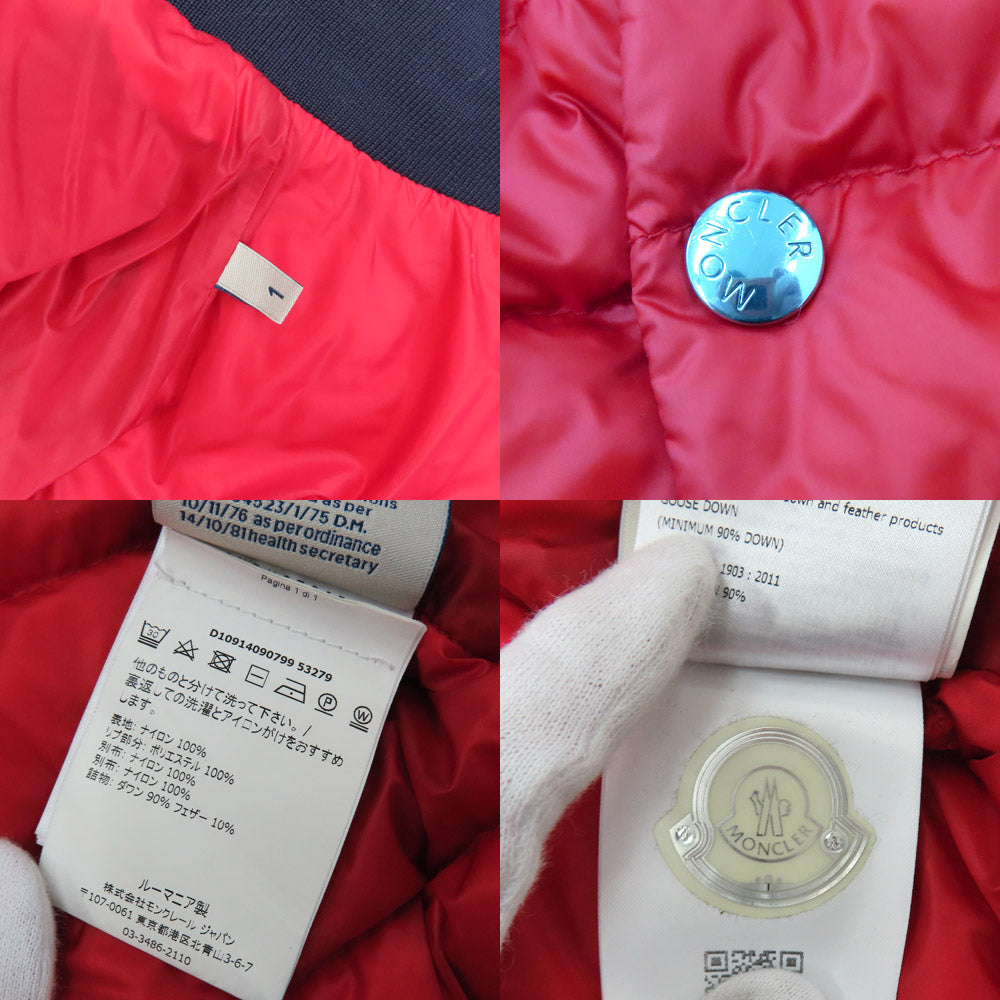 Moncler ITINER Down Jacket 53279 Red  White × Naive Size 1 Nylon Killing    Unisex