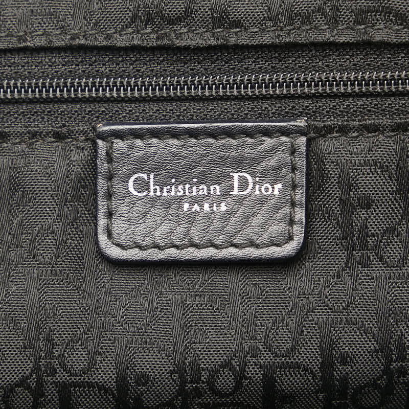 Dior Lady Logo Tote Bag Black Silver Leather  Dior