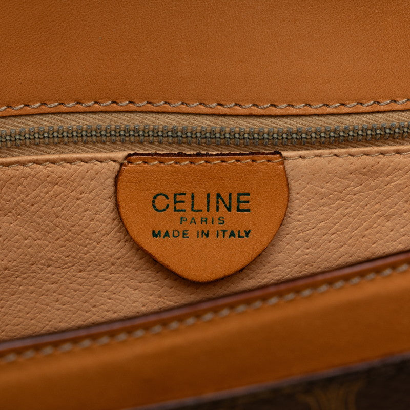 Celine Macadame Circle Logo  Shoulder Bag Brown PVC Leather  Celine