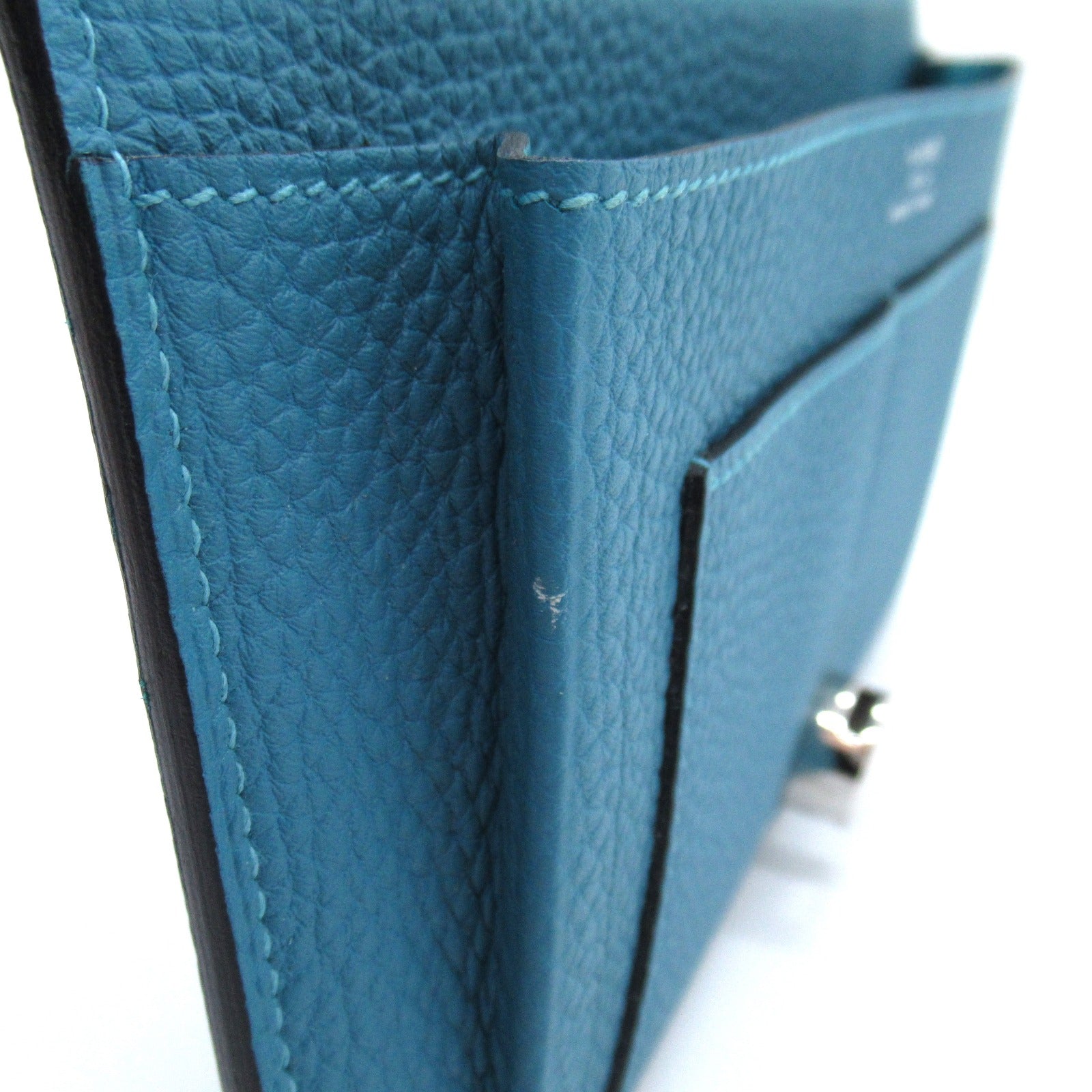 Hermes Hermes GM Twin Fable Wallet Twin Foldable Wallet Leather Wallet Togo  Blue