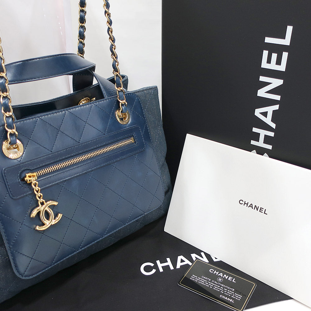 CHANEL Bag Matrasse A93559 Denim/Leather Blue  G  CC Mark 2WAY Hand/Chain Shoulder Woman 23rd /8-digit  Certificate Box