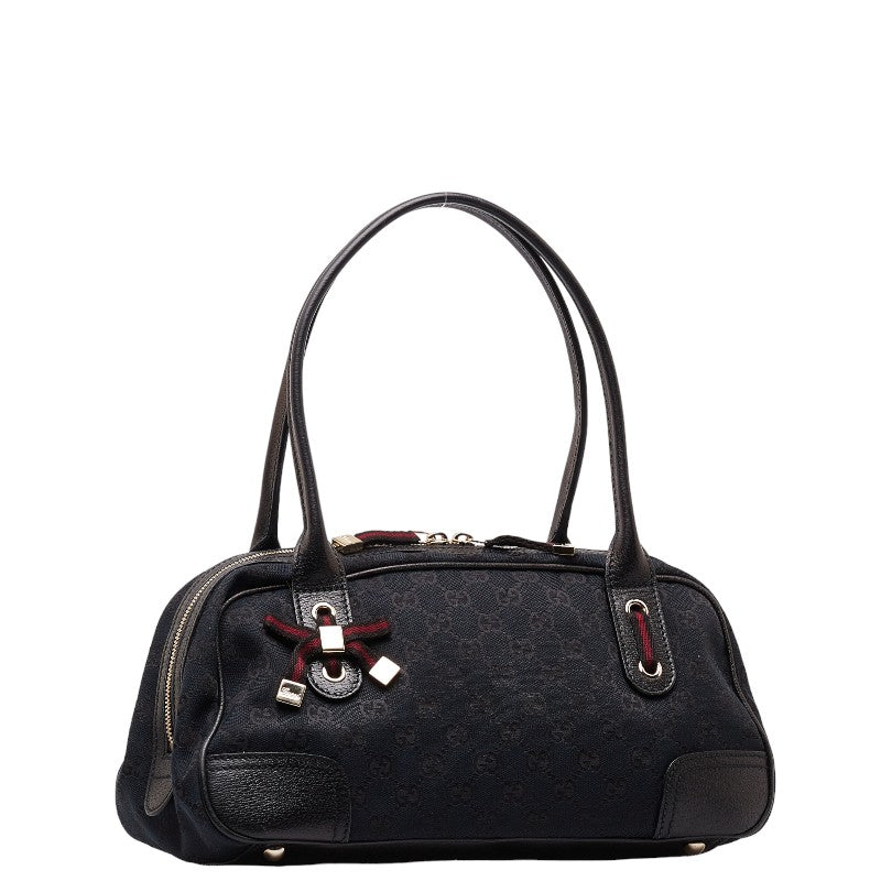 Gucci GG canvas princess handbag 161720 black canvas leather ladies Gucci