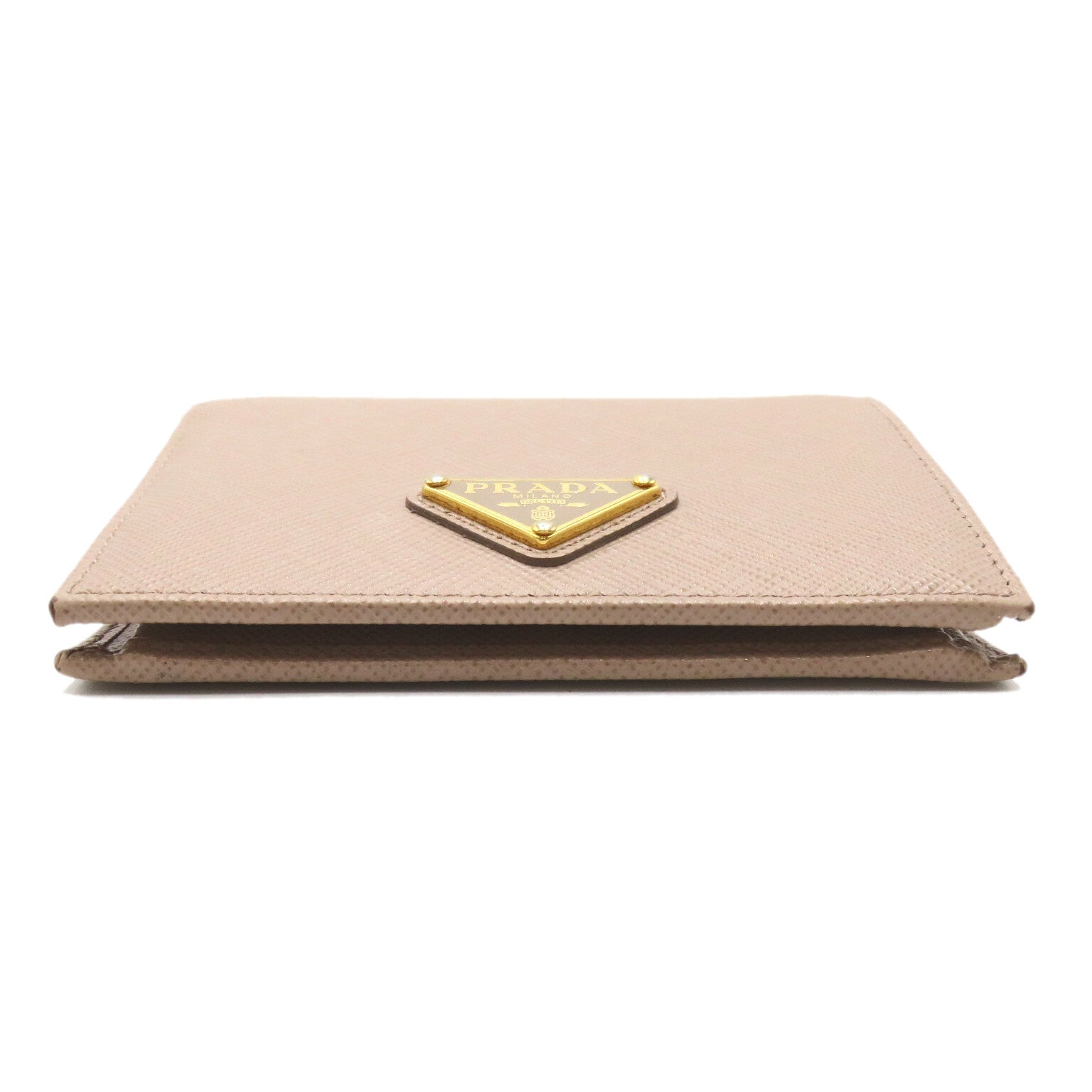 Prada Twin Fold Wallet Twin Folded Wallet Leather  Pink Pink Beige