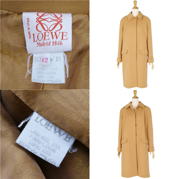 Vint Loewe coat longcoat wool landless outer ladies Spanish made 42 (L equivalent) brown