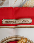 Hermes Carré 90 Caraibes Caribbean Birds SCalf Red Multicolor Silk  Hermes