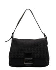 Fendi Zukiano One-Shoulder Bag Handbag Black Canvas Leather  Fendi