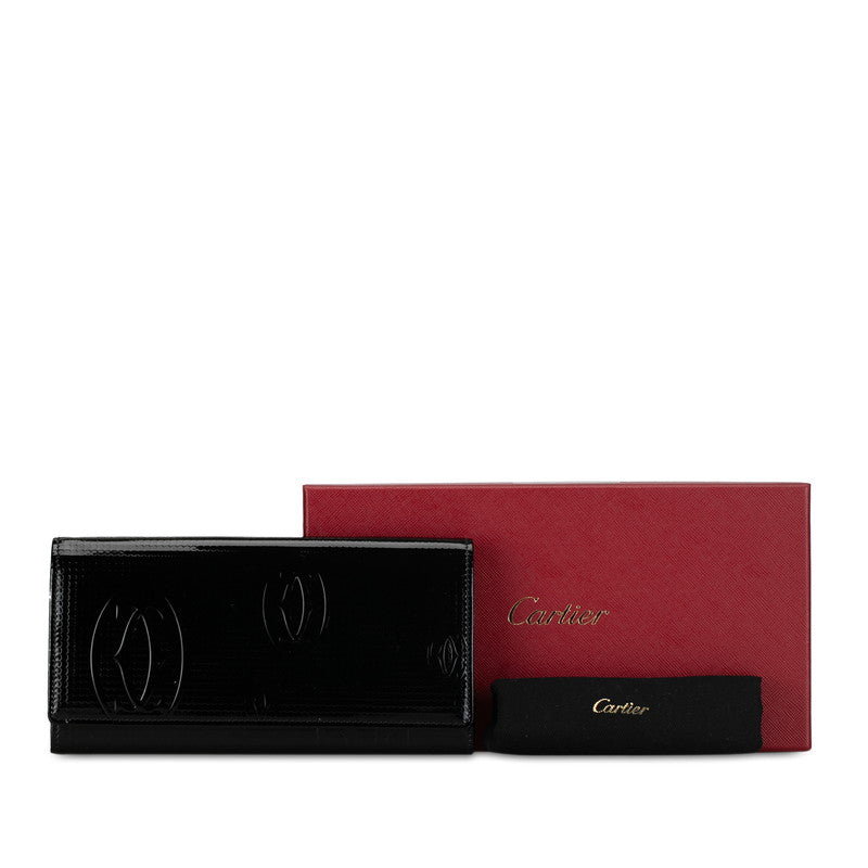Cartier  Birthd Long Wallet Black Patent Leather  Cartier