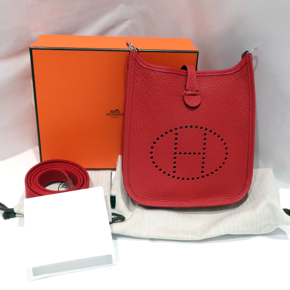 Hermes Ebrin TPM B stamped sder bag Evrin Vermilion red red red silver g tool  Clemence 2023 new product unused]
