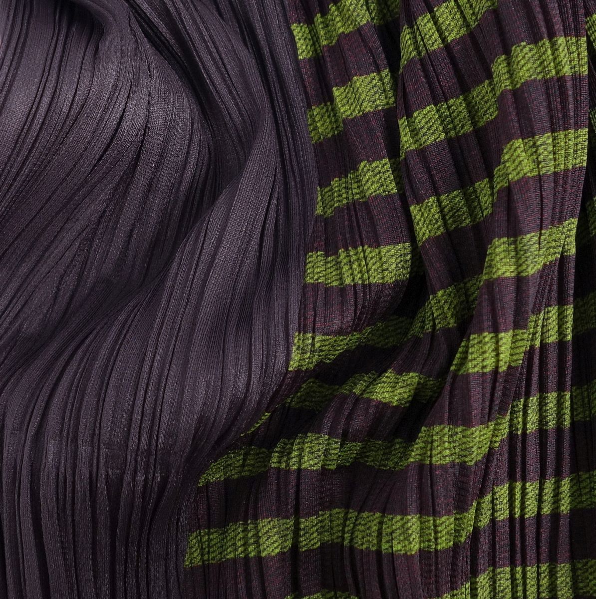 Issey Miyake Pleated Cardigan seven-minute sleeves border prizes tops ladies 3 (equivalent to L) green/bordeaux