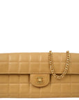 Chanel 2000-2001 Beige Lambskin East West Choco Bar Chain Shoulder Bag