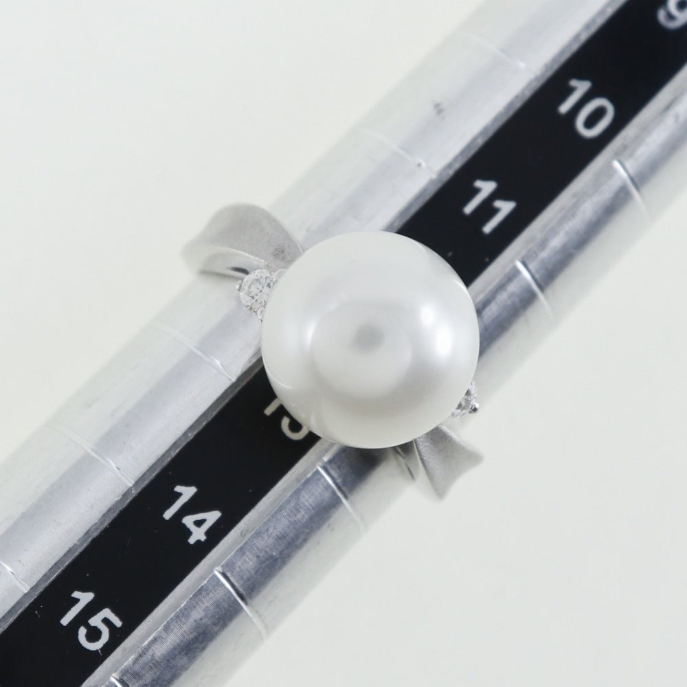 Pearl 12 Ring Ring 11.5mm Pt900 Platinum x Pearl x Diamond 0.11  8.1g Pearl  A-Rank Pearl Ladies