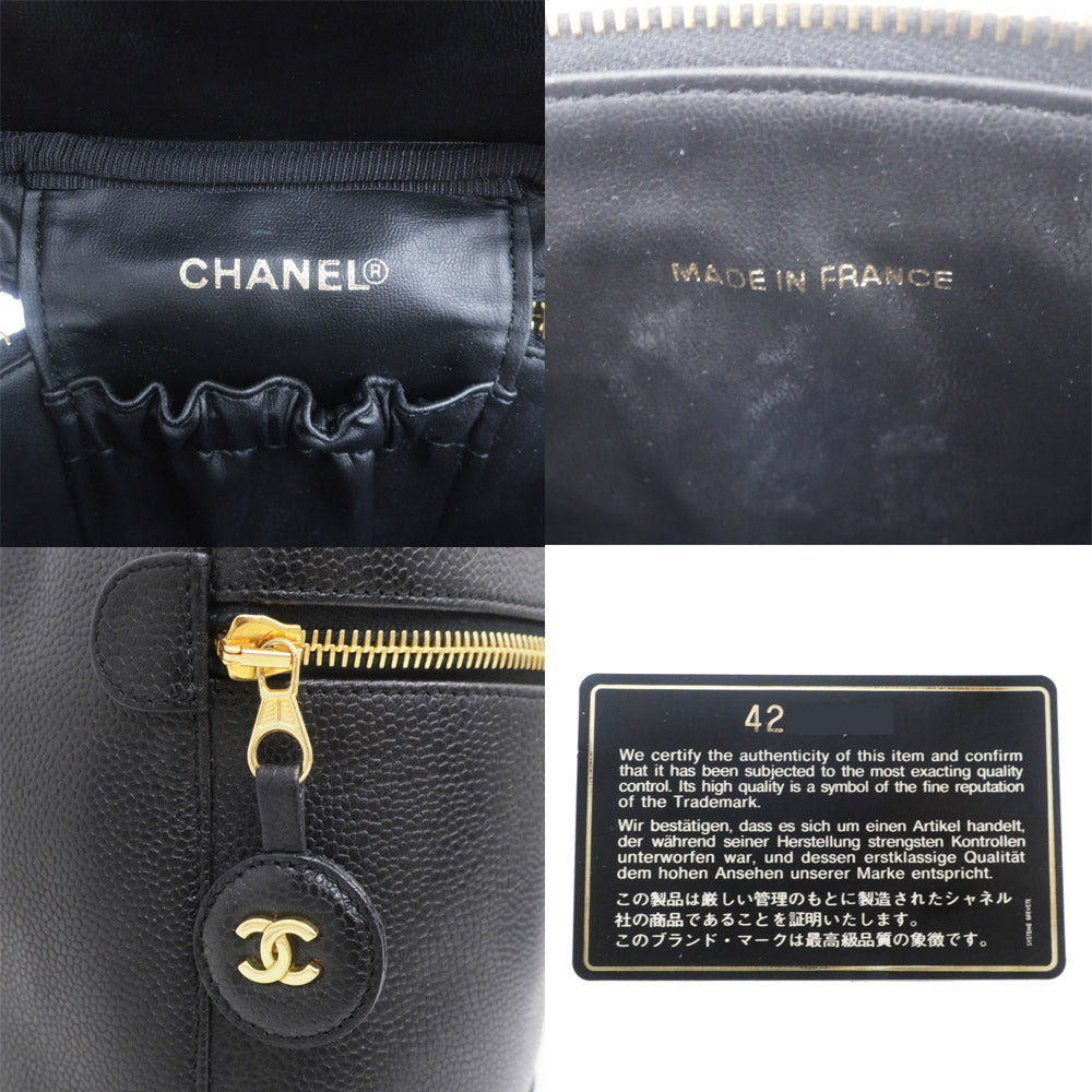 Chanel Vanity Handbag Black Green  S G Gold  A01998 Women&#39;s  Pouch