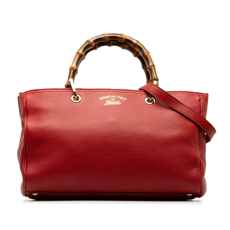 Gucci Bamboo per Medium Handbag 2WAY 323660 Red Leather  Gucci
