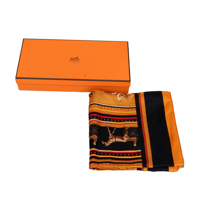 Hermes Carré 90 SEQUENCES Sequence SCalf Orange Multicolor Silk  Hermes