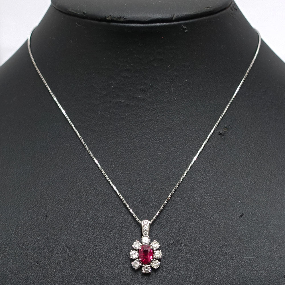 Pt850 Pt900 n-Heated Ru 1.35ct Diamond 1.28ct 0.09ct Big Grain Necklace Pendant High-end Jewelry