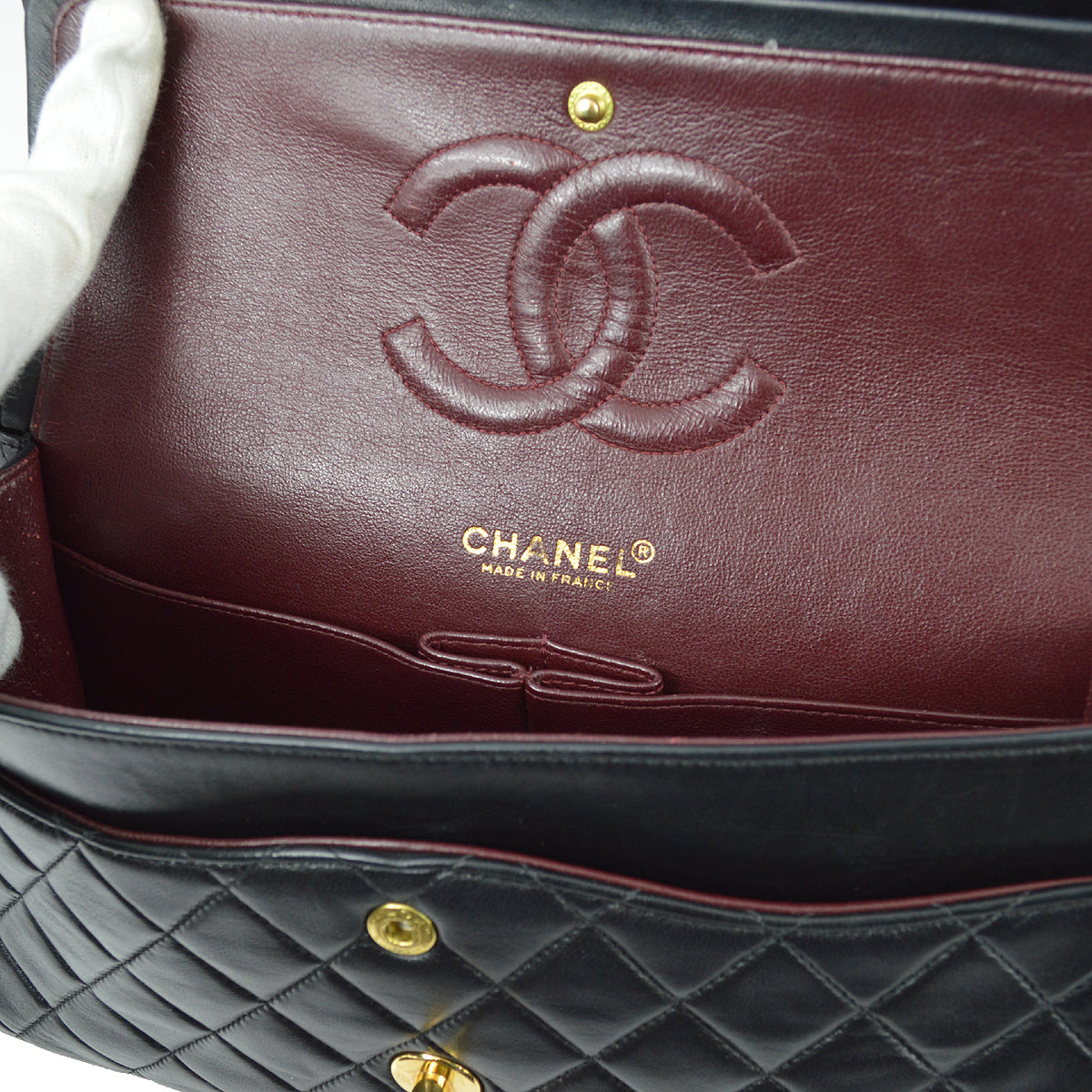 Chanel 2000-2001 黑色小羊皮中號經典雙翻蓋包