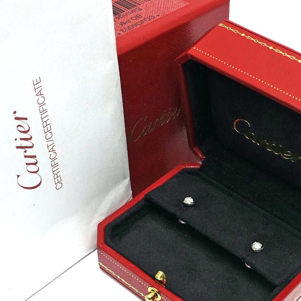 Cartier K18WG Diamond Regedo Heart Diamond Stud_Earrings 750WG One Earrings Jewelry B8042000