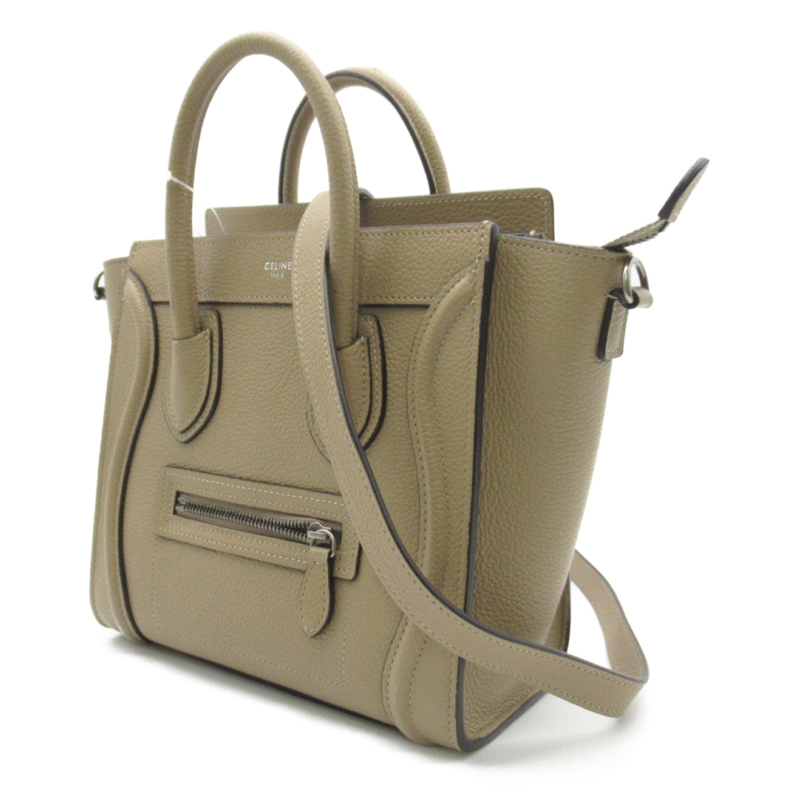 Celine Celine Lago Gino Shoulder Bag Shoulder Bag Leather  Beige W-AT2272