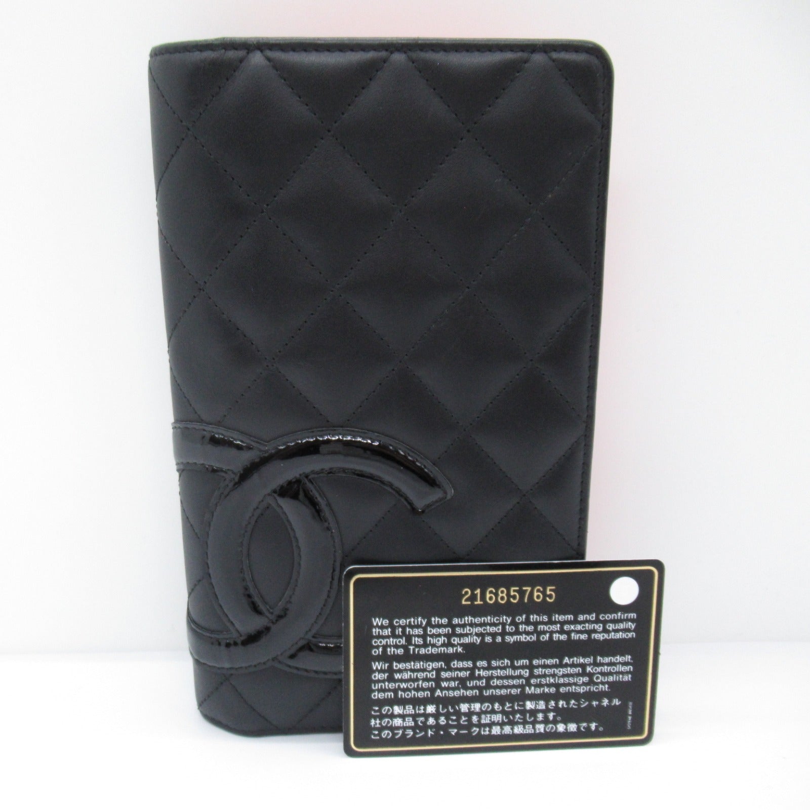 CHANEL Combon Line ZIP Long Wallet Two Fold Wallet Wallet Leather Emmeline  Black / Black 【】